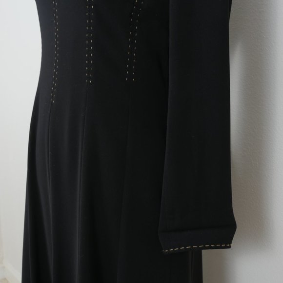 J' story Black Tan Stitching Detail Size 8 Dress - Picture 5 of 11